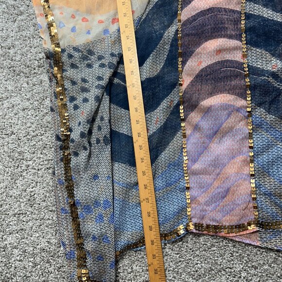 Chicos Womens L/XL Multicolor Sequin-Trim Sheer Poncho Tunic Top - Picture 5 of 7